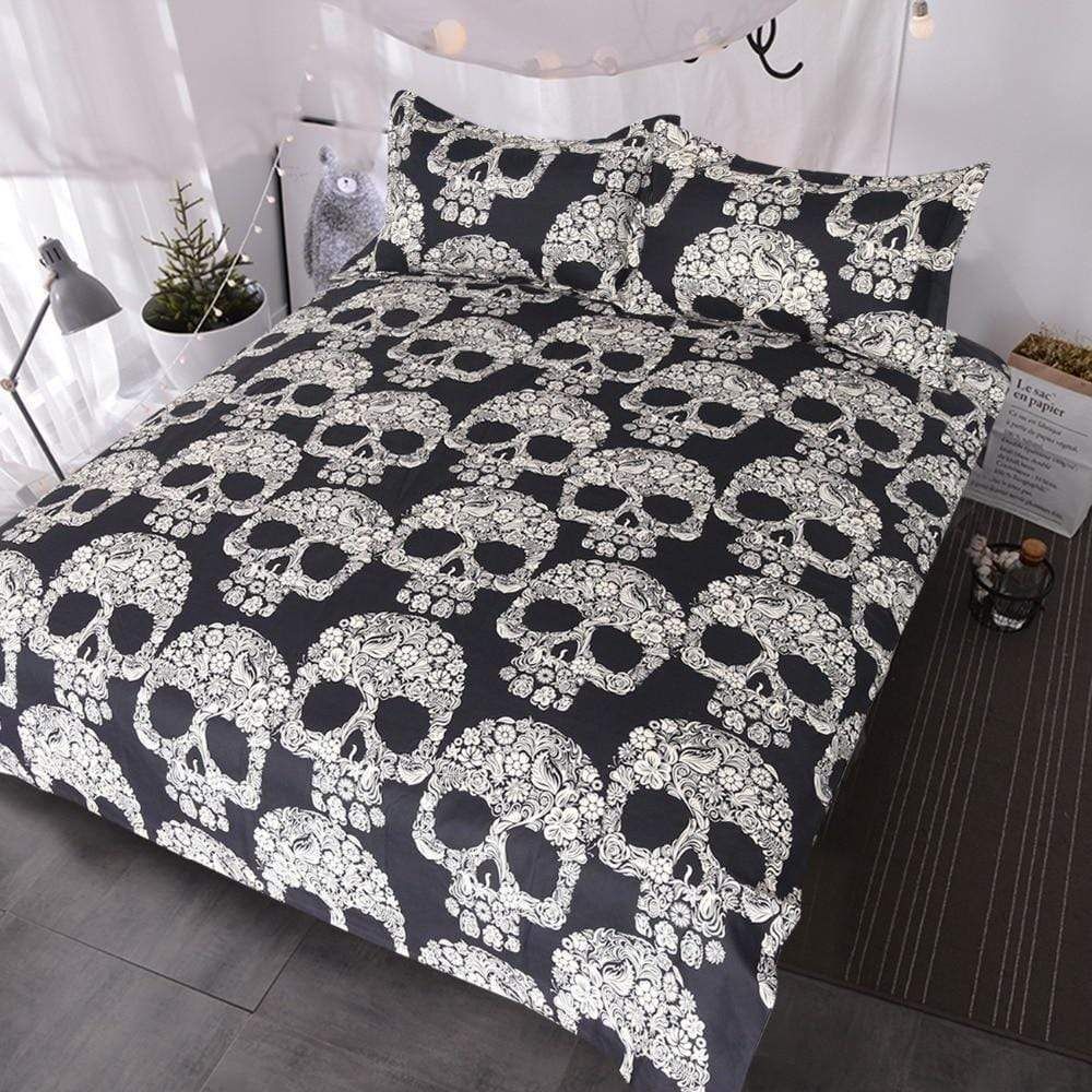 Sugar Skull Head Background Bedding Set