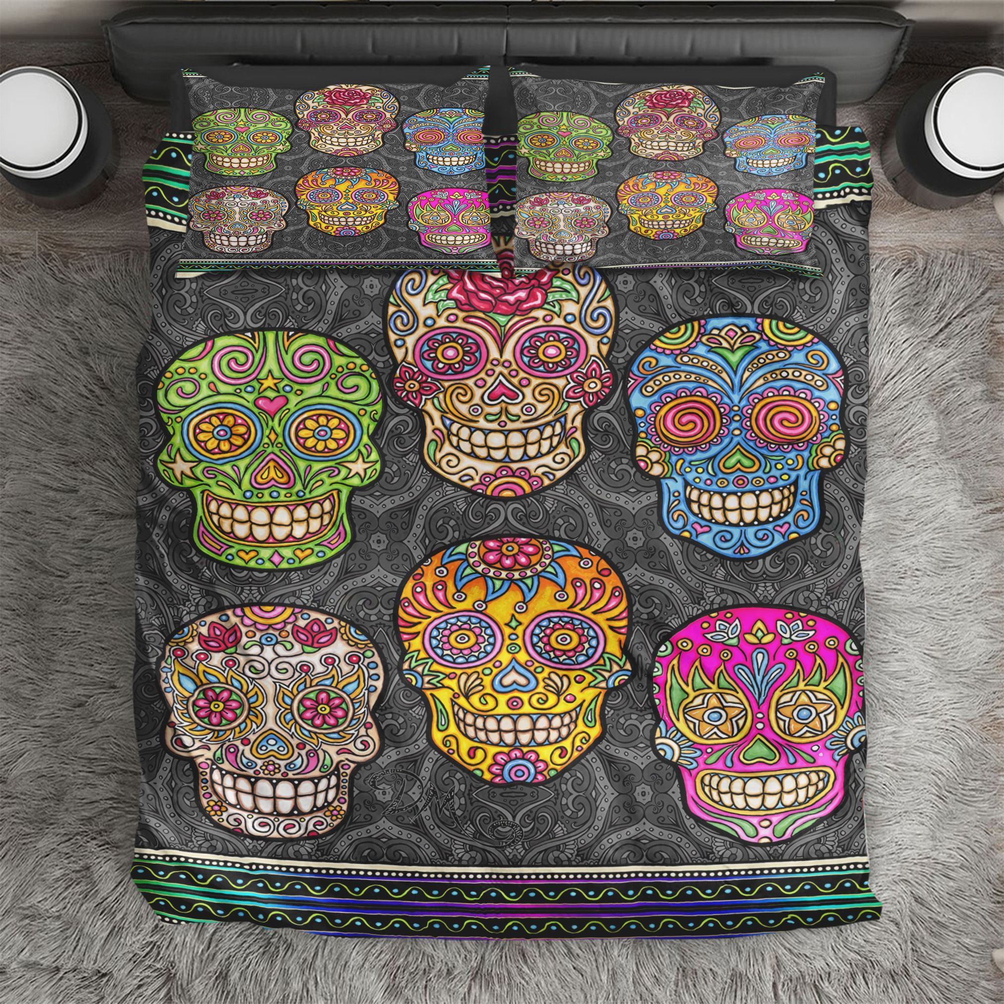 Sugar Skull Heads Bedding Set
