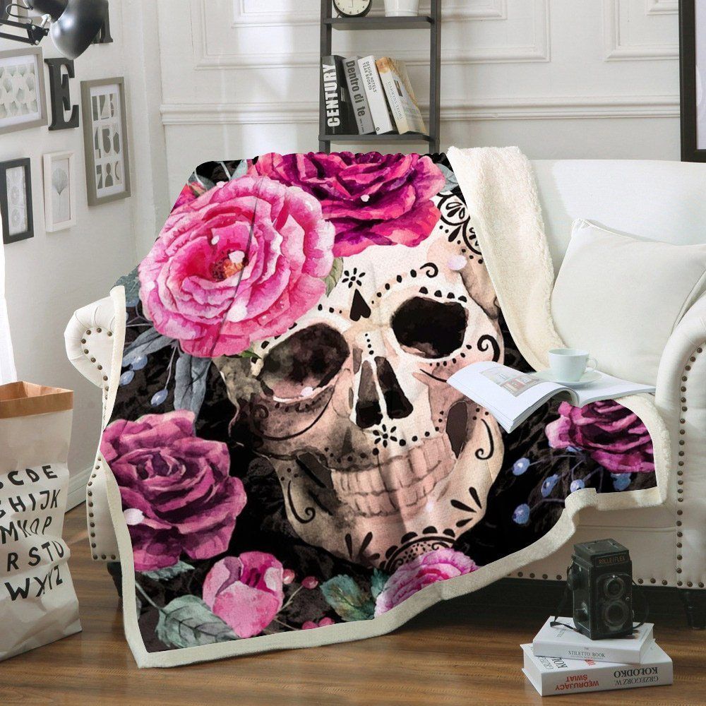 Sugar Skull Sherpa Fleece