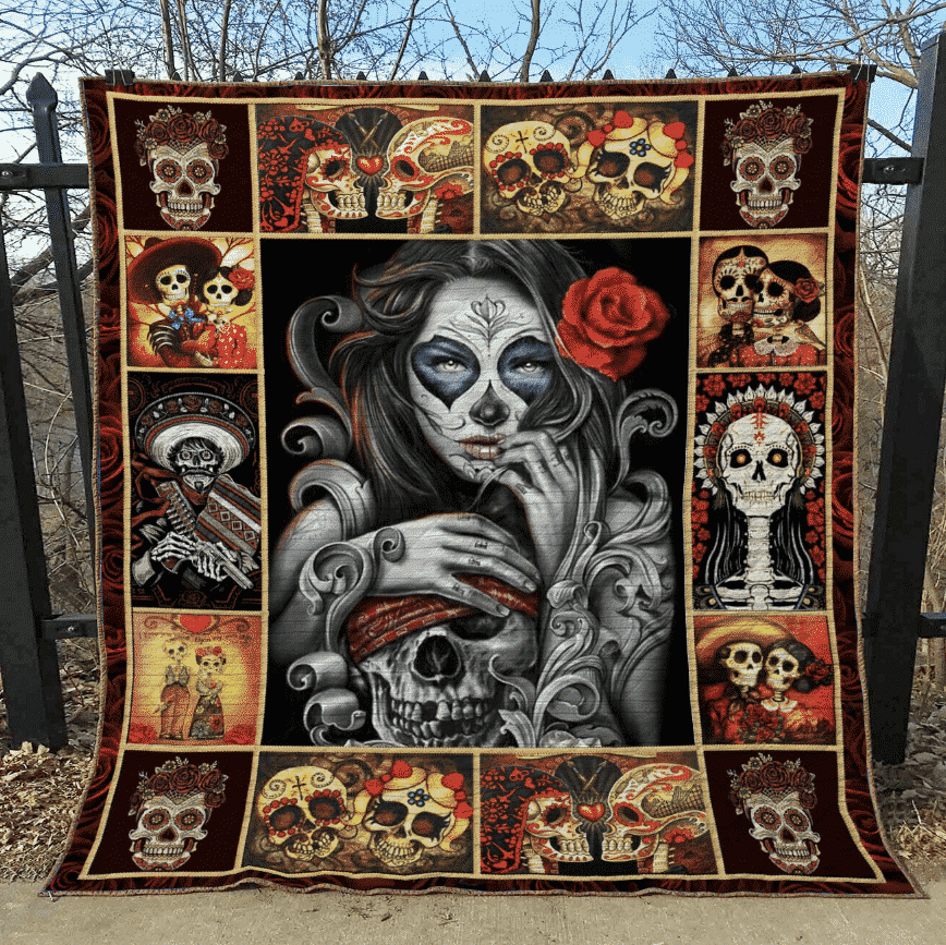 Sugar Skull I Make You Fall In Love Quilt Blanket Chrismas Gift Dhc04011215Dd