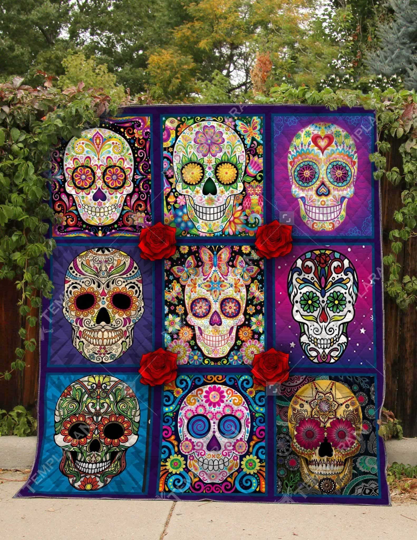 Sugar Skull La Viz Sa Do Quilt Blanket Christmas Christmas Gifts Merry Christmas Holiday Gifts Gift Dhc03011207Dd