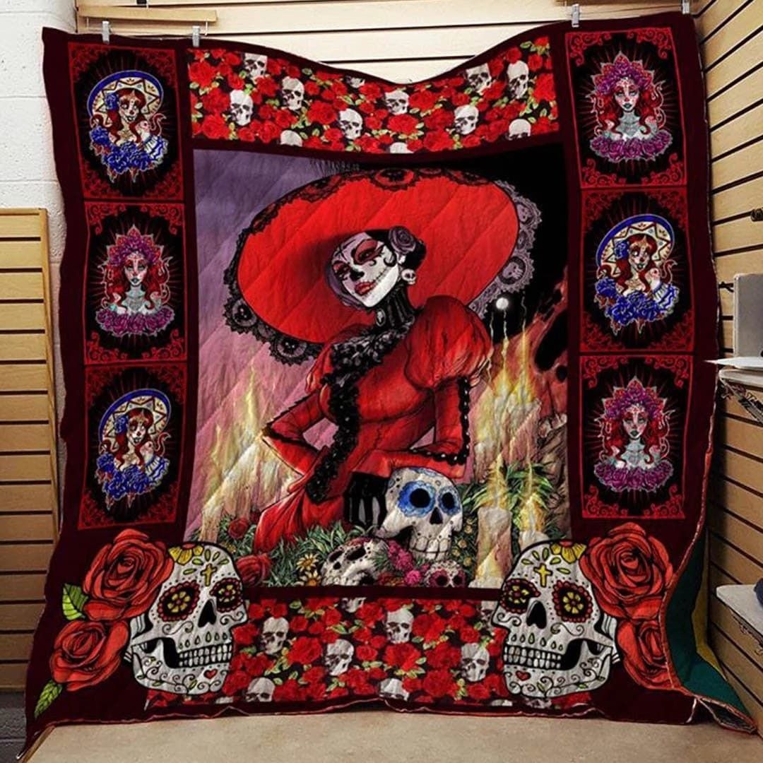 Sugar Skull Lady Skull GS-CL-DT2906 Quilt Blanket