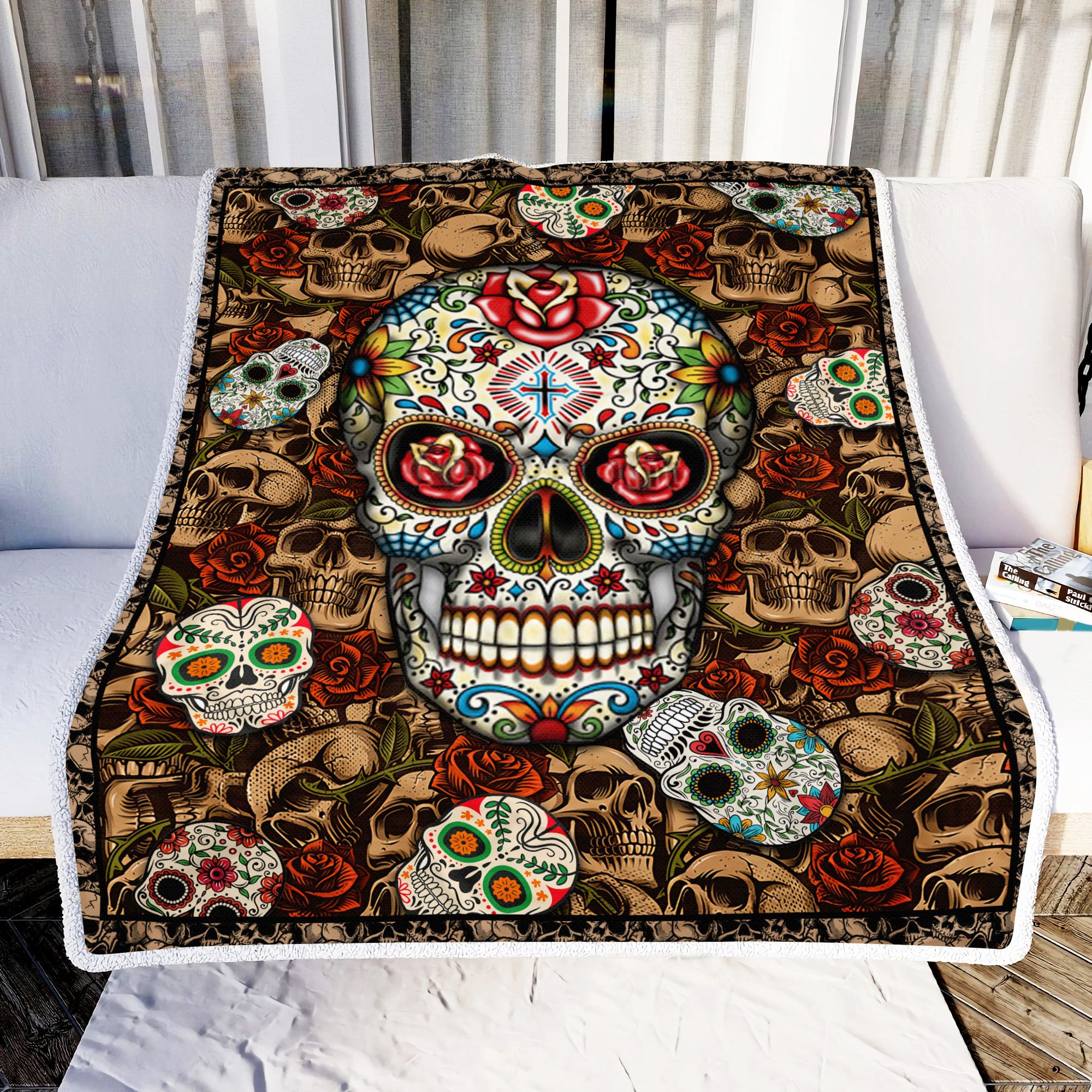 Sugar Skull Fleece Blanket