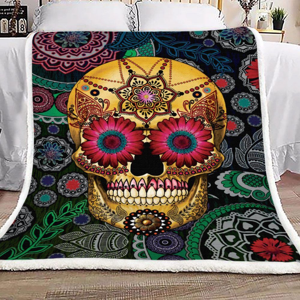 Sugar Skull Sherpa Fleece