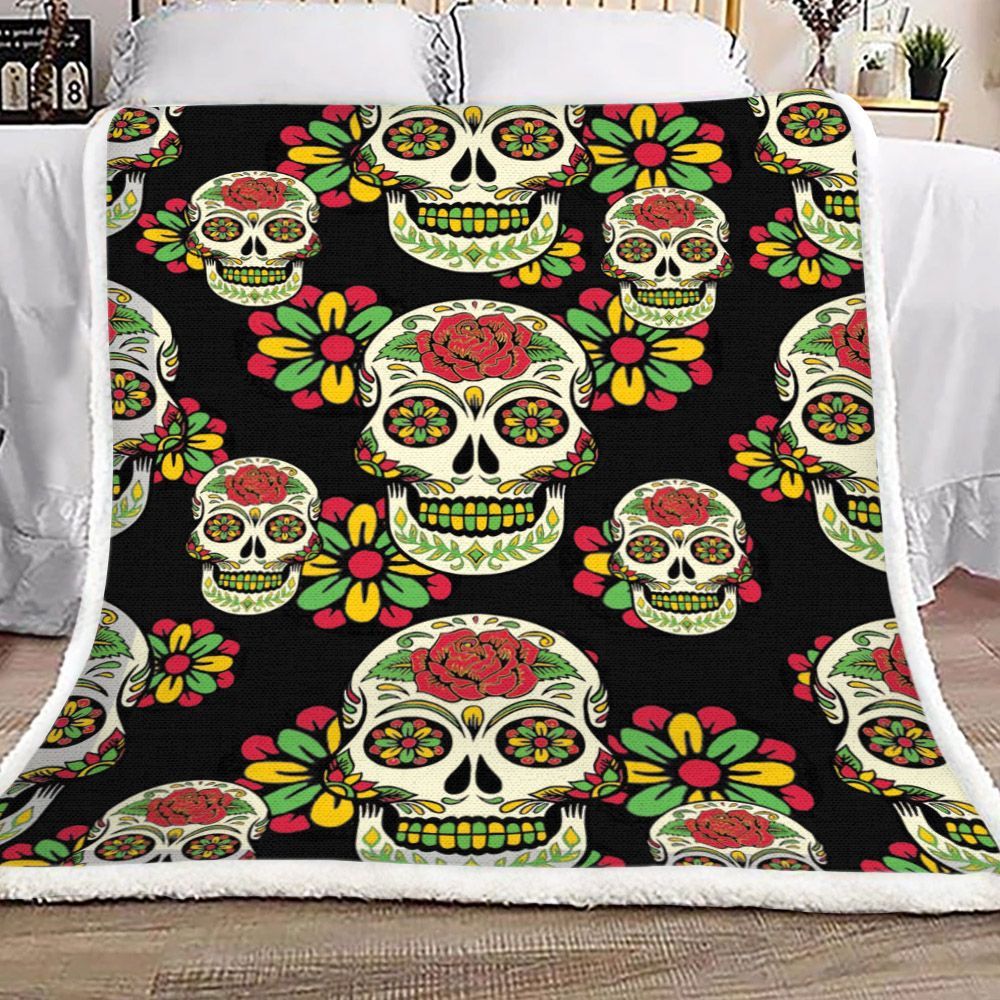 Sugar Skull Sherpa Fleece