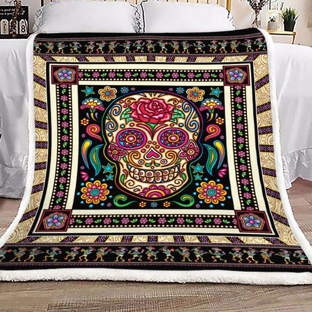 Sugar Skull Sherpa Fleece