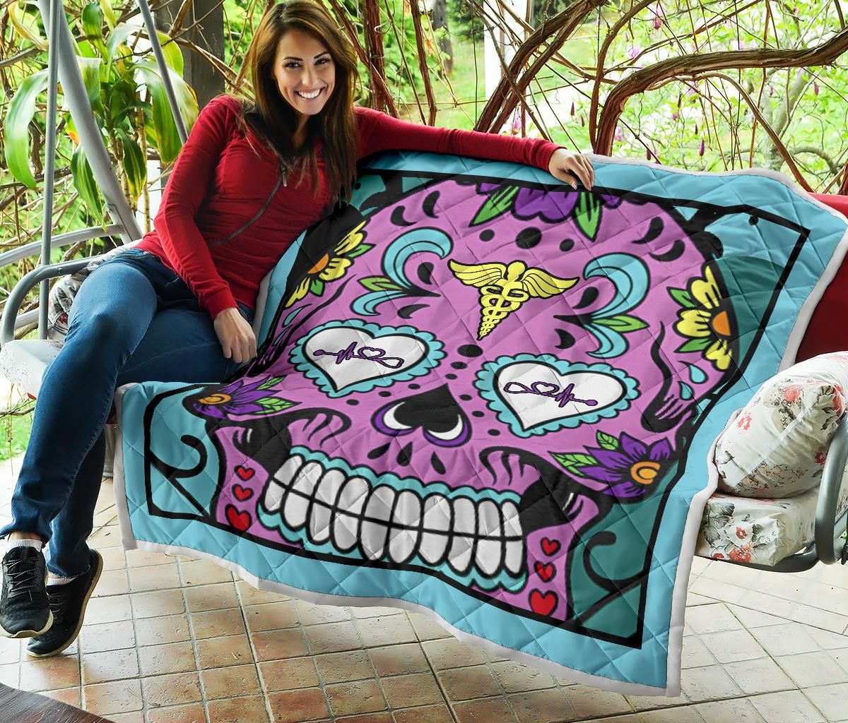 Sugar Skull Nurse Quilt Blanket DHC020120188TD