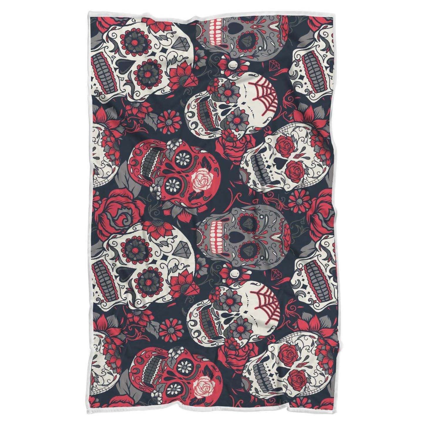 Sugar Skull Pattern Sherpa Fleece Blanket