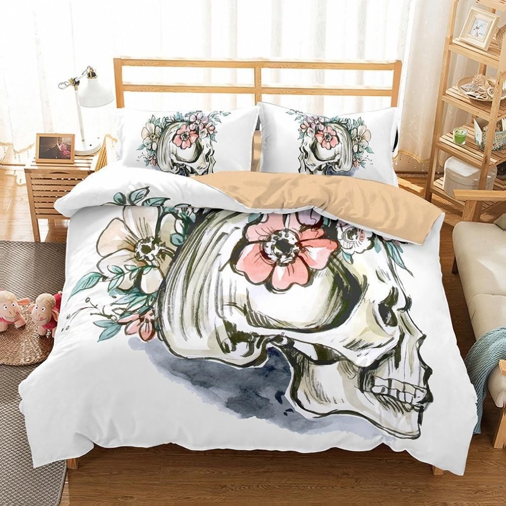 Sugar Skull Queen Monster Floral Bedding Set
