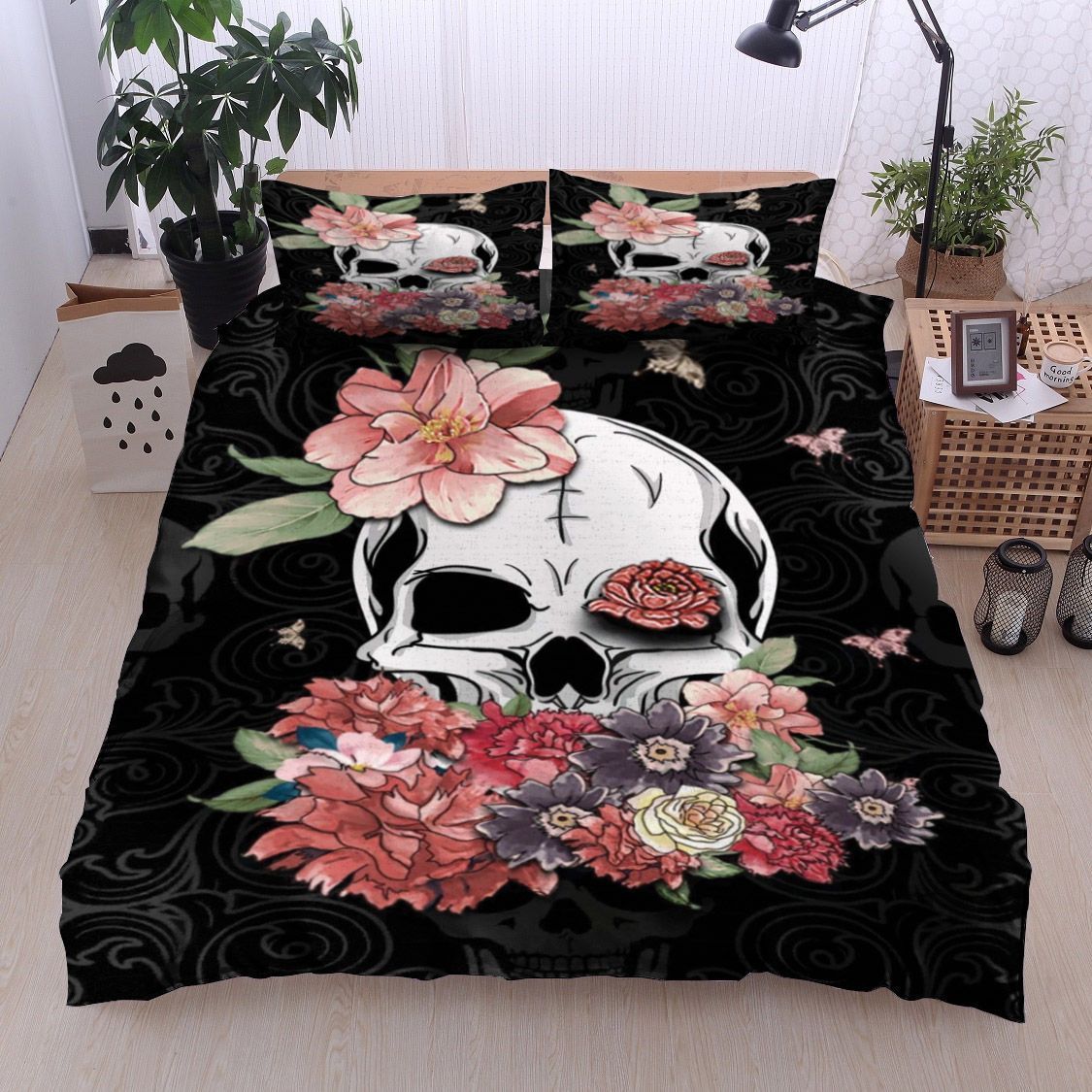 Sugar Skull Rose Bedding Set