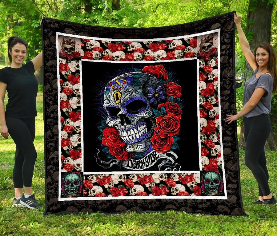 Sugar Skull Rose On Skull Quilt Blanket Chrismas Gift Dhc04011202Dd