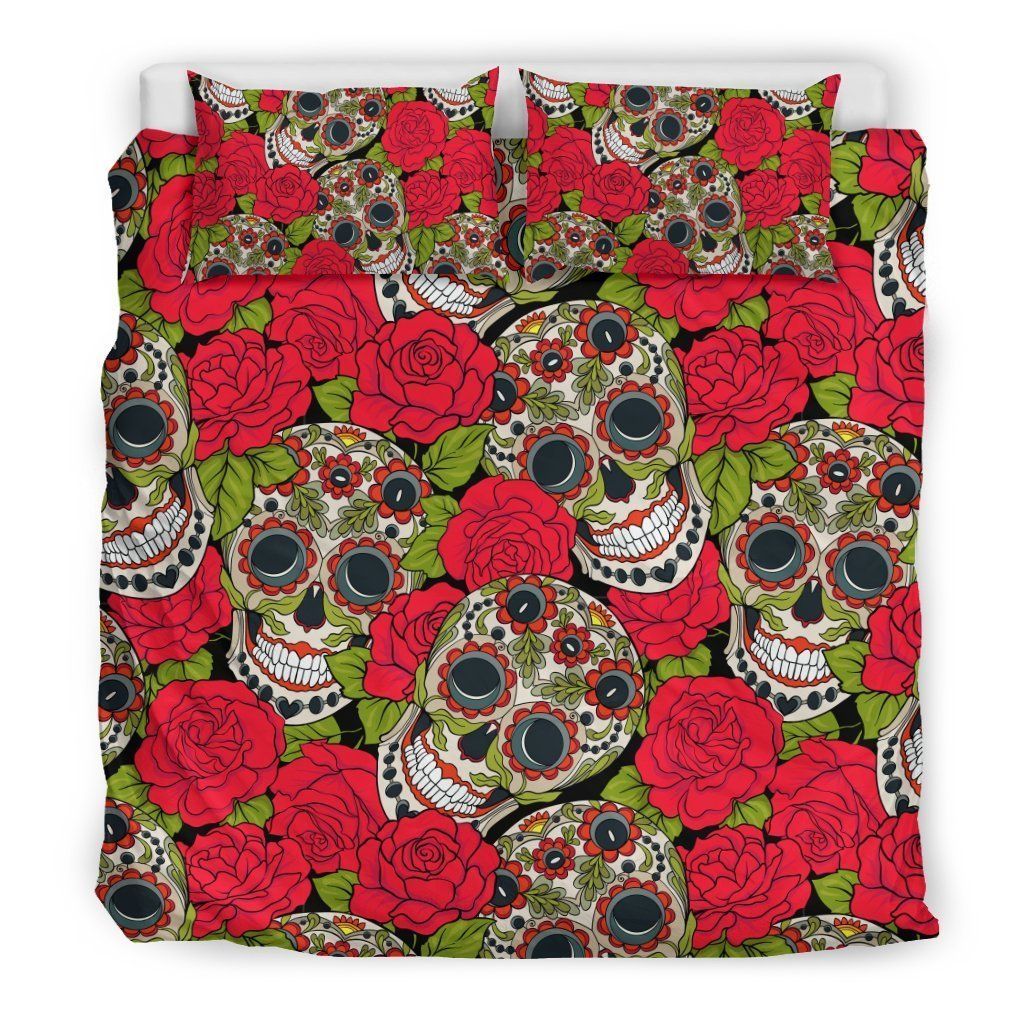 Sugar Skull Skeleton Girly Floral Rose Cool Design Comfortable Bedding Set