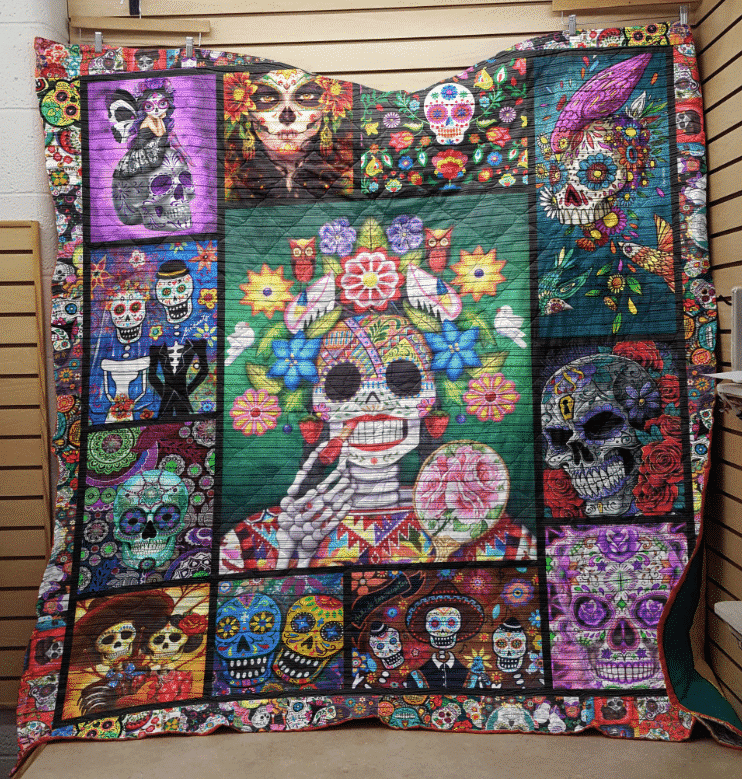 Sugar Skull Symphony Quilt Blanket Chrismas Gift Dhc04011214Dd