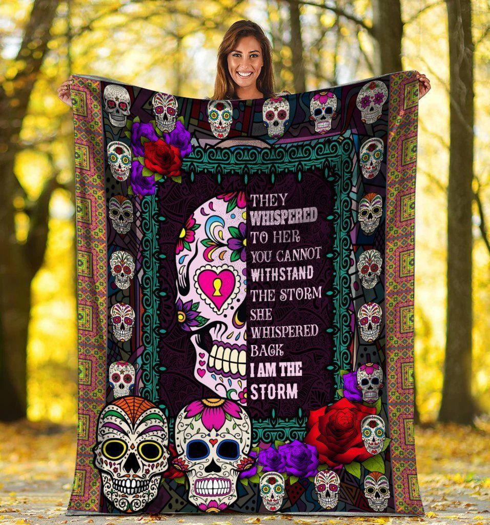 Sugar Skull They Whispered To Her Skeleton Fleece Blanket