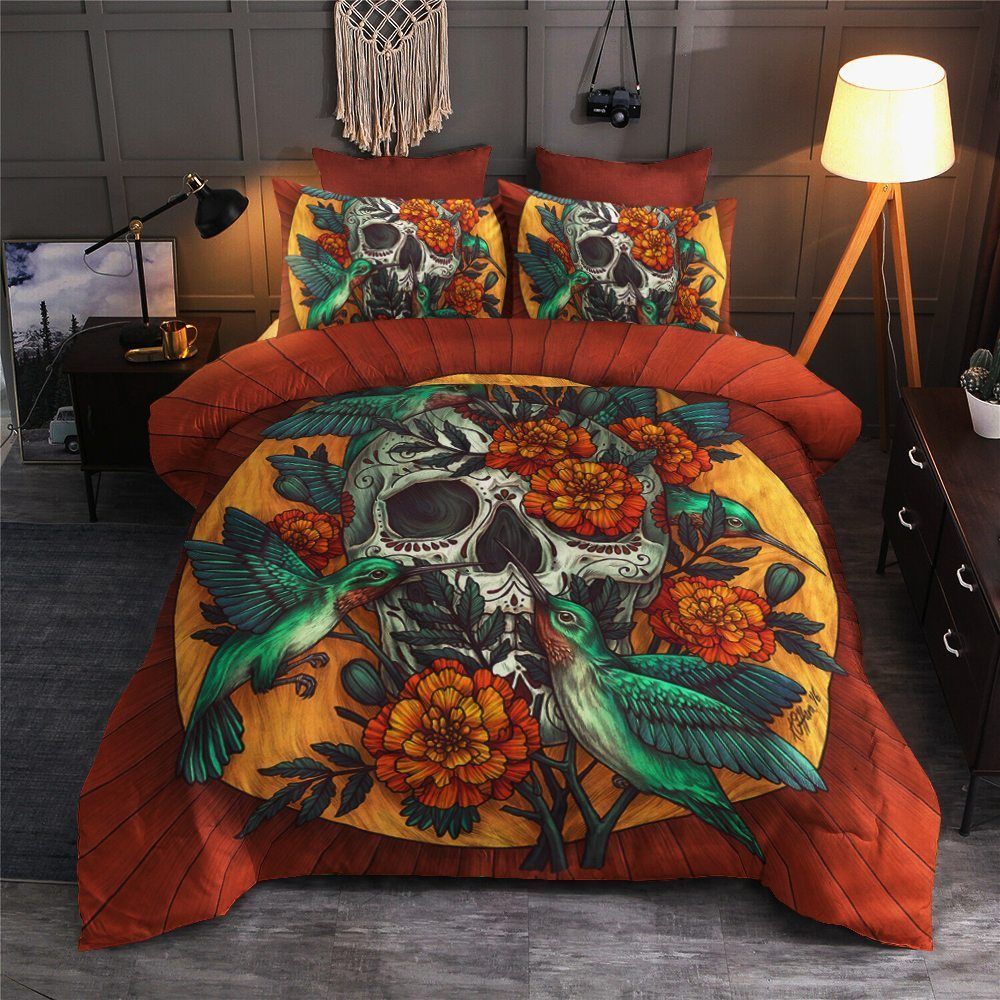 Sugar Skull Cotton Bed Sheets Spread Comforter Bedding Set