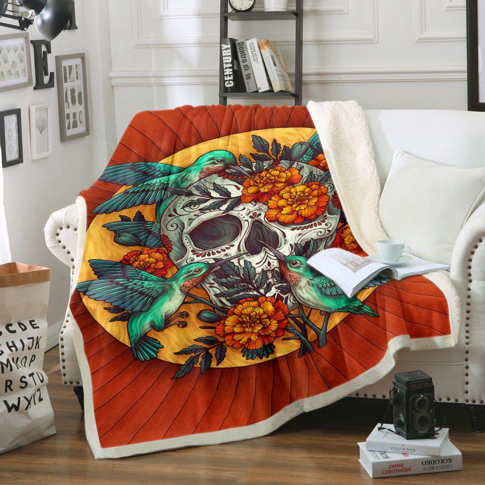 Sugar Skull Sherpa Fleece