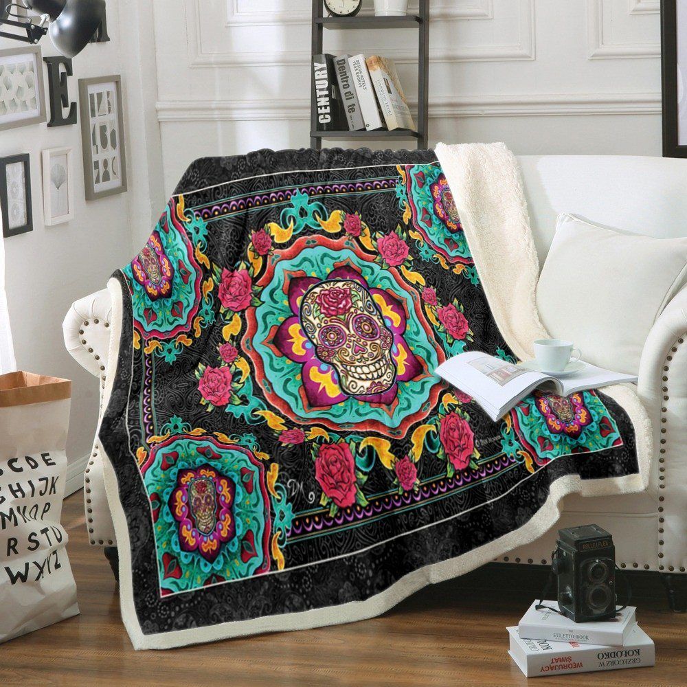 Sugar Skull Sherpa Fleece