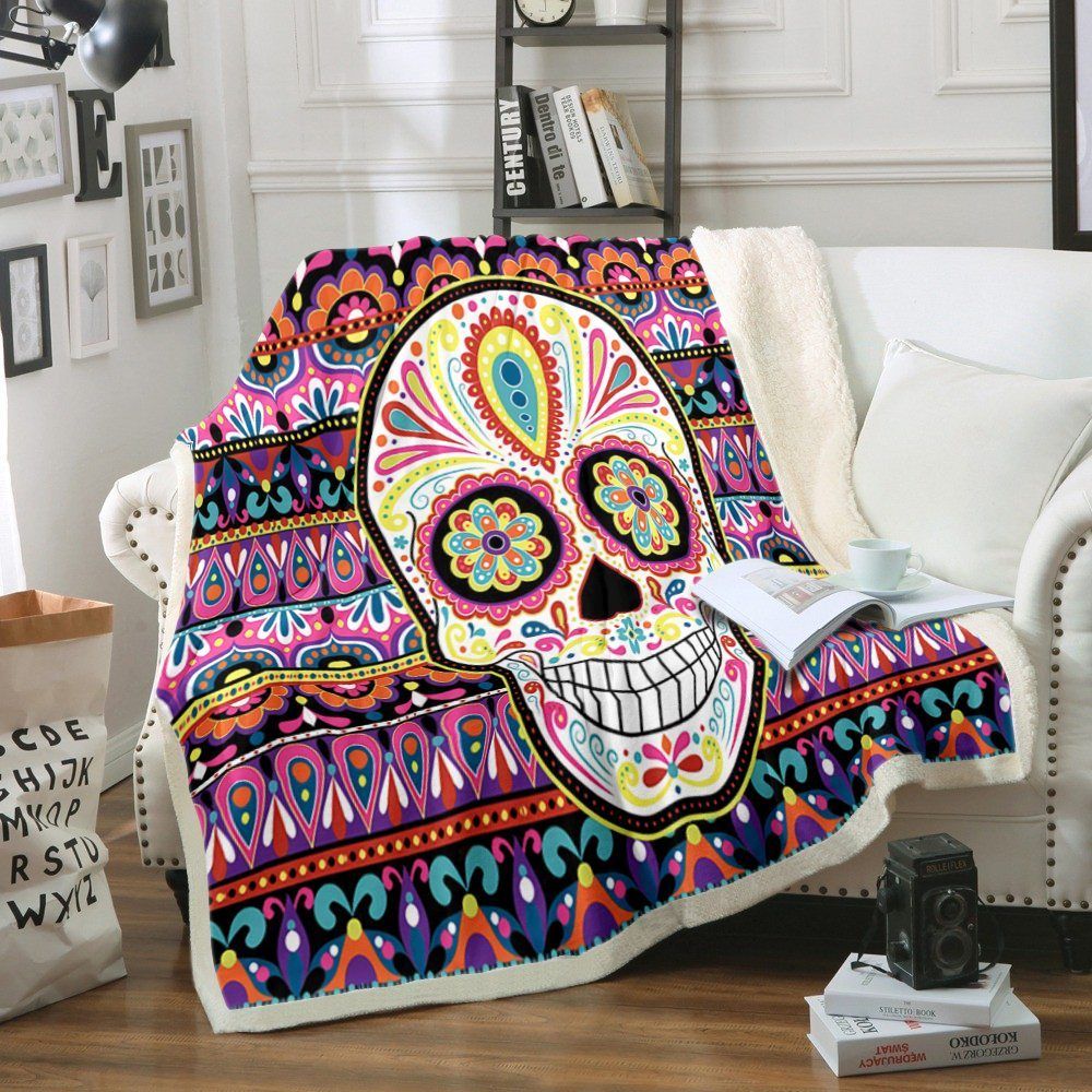 Sugar Skull Sherpa Fleece