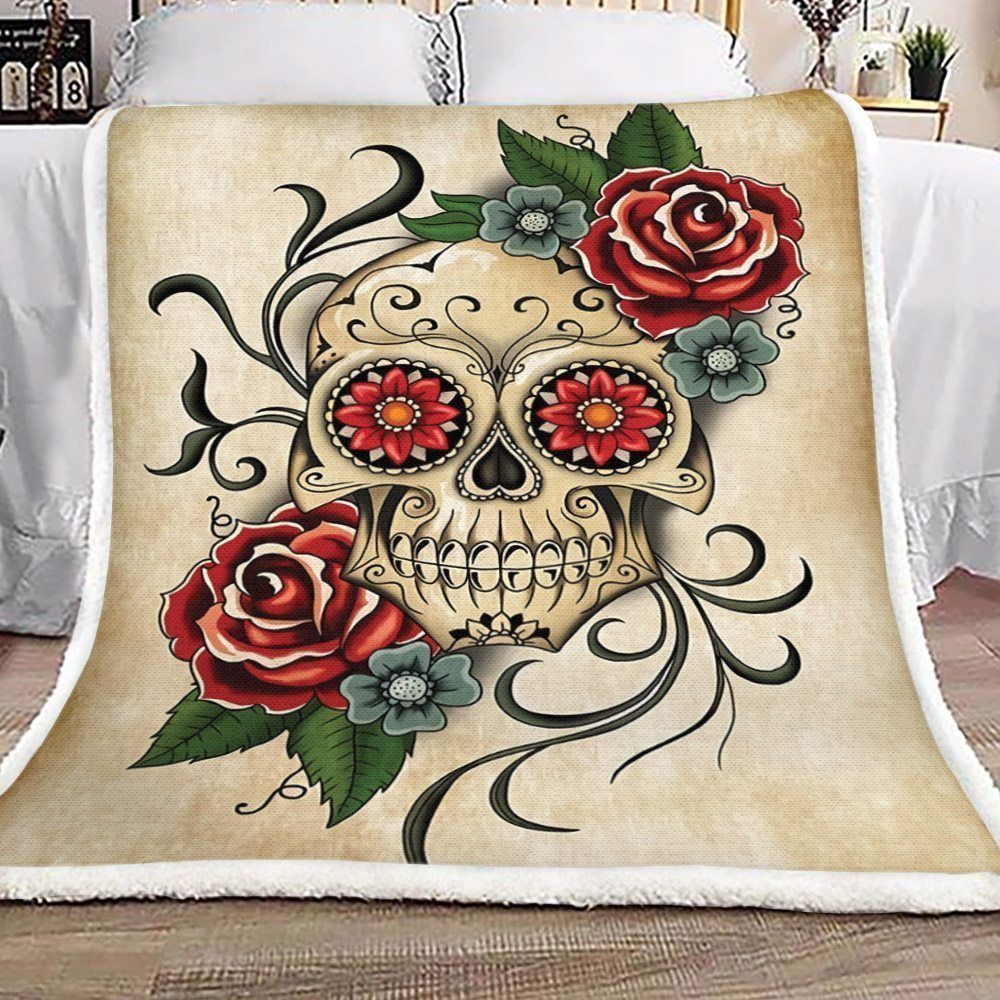 Sugar Skull Sherpa Fleece