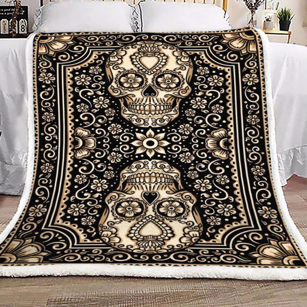 Sugar Skull Sherpa Fleece
