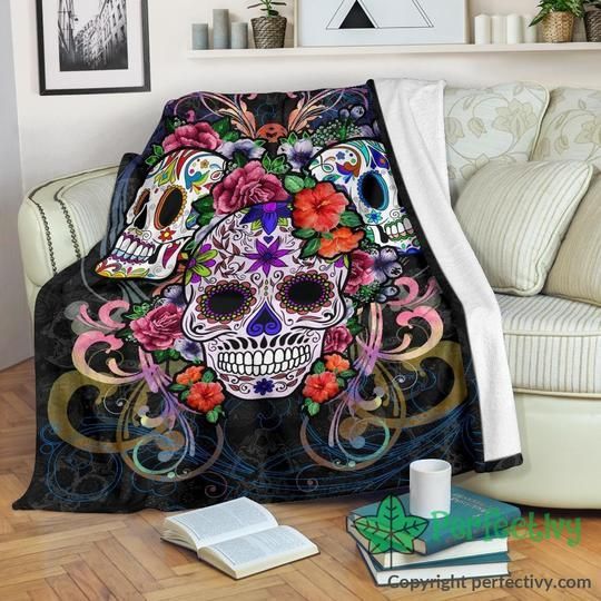 Sugar Skulls Sherpa Fleece Blanket