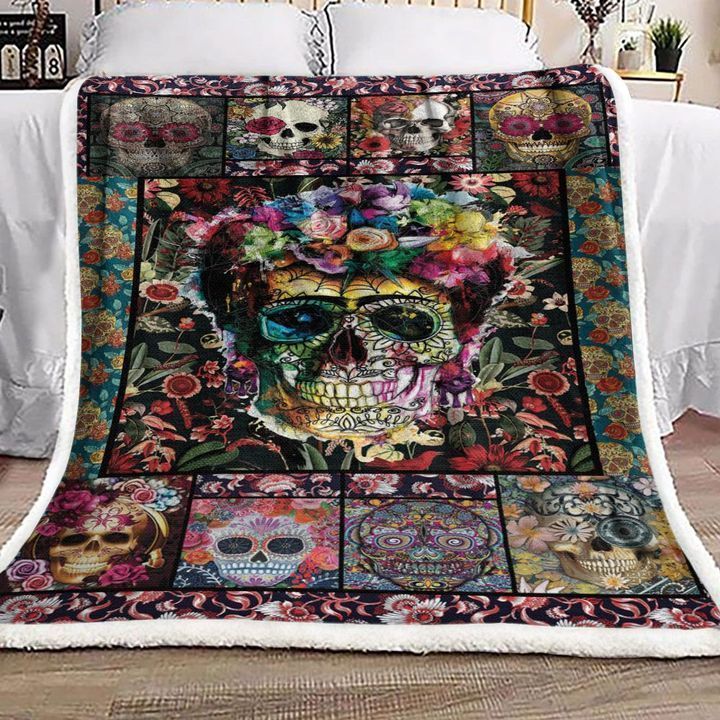 Sugar Skulls Sherpa Fleece Blanket