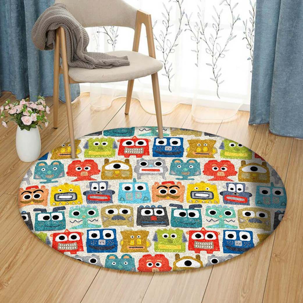 Summer Baby Robots Round Carpet