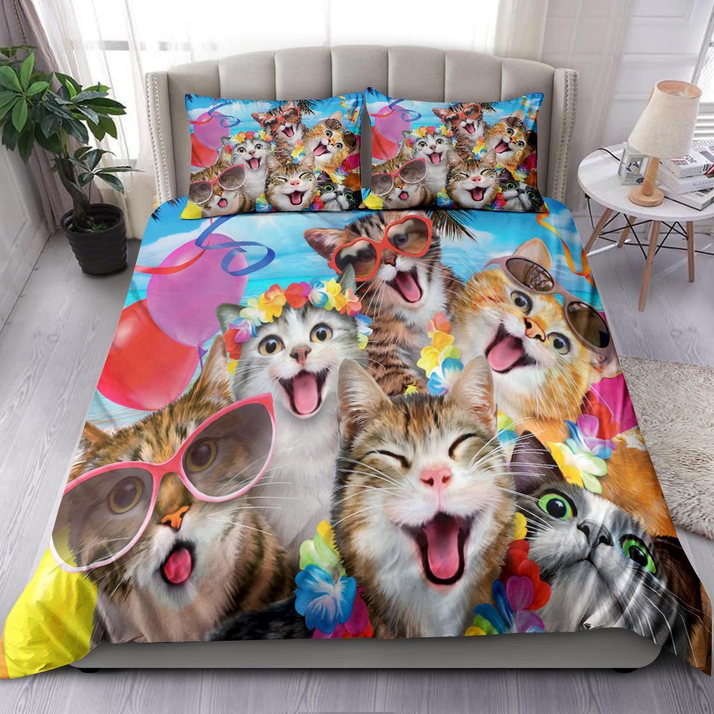 Summer Beach And Cat Bedding Set