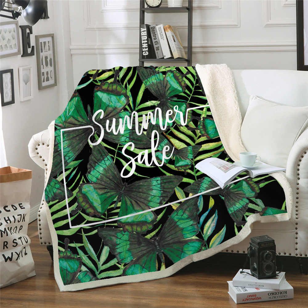 Summer Butterfly Sherpa Fleece Blanket