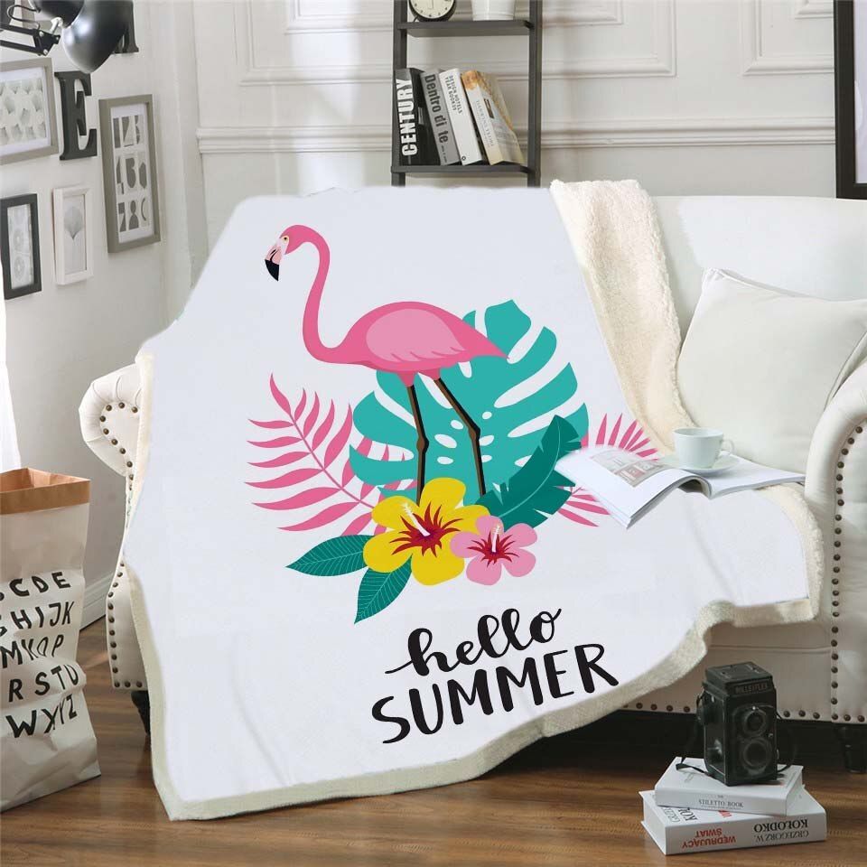 Summer Flamingo Sherpa Fleece Blanket