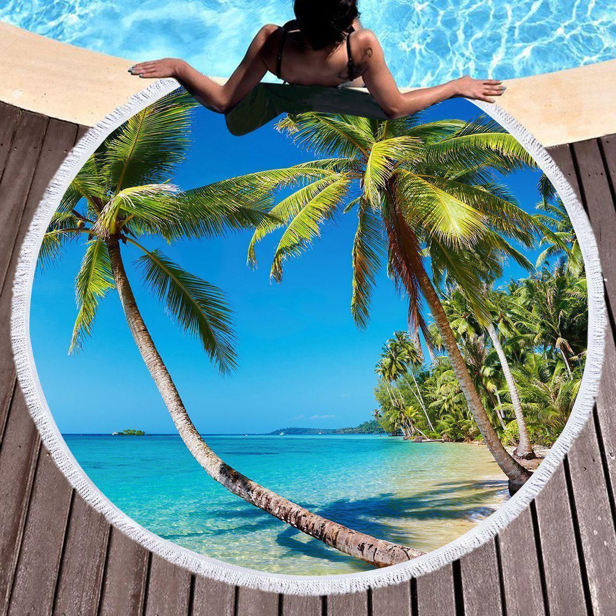 Summer In Saint Thomas Printed Round Beach Towel