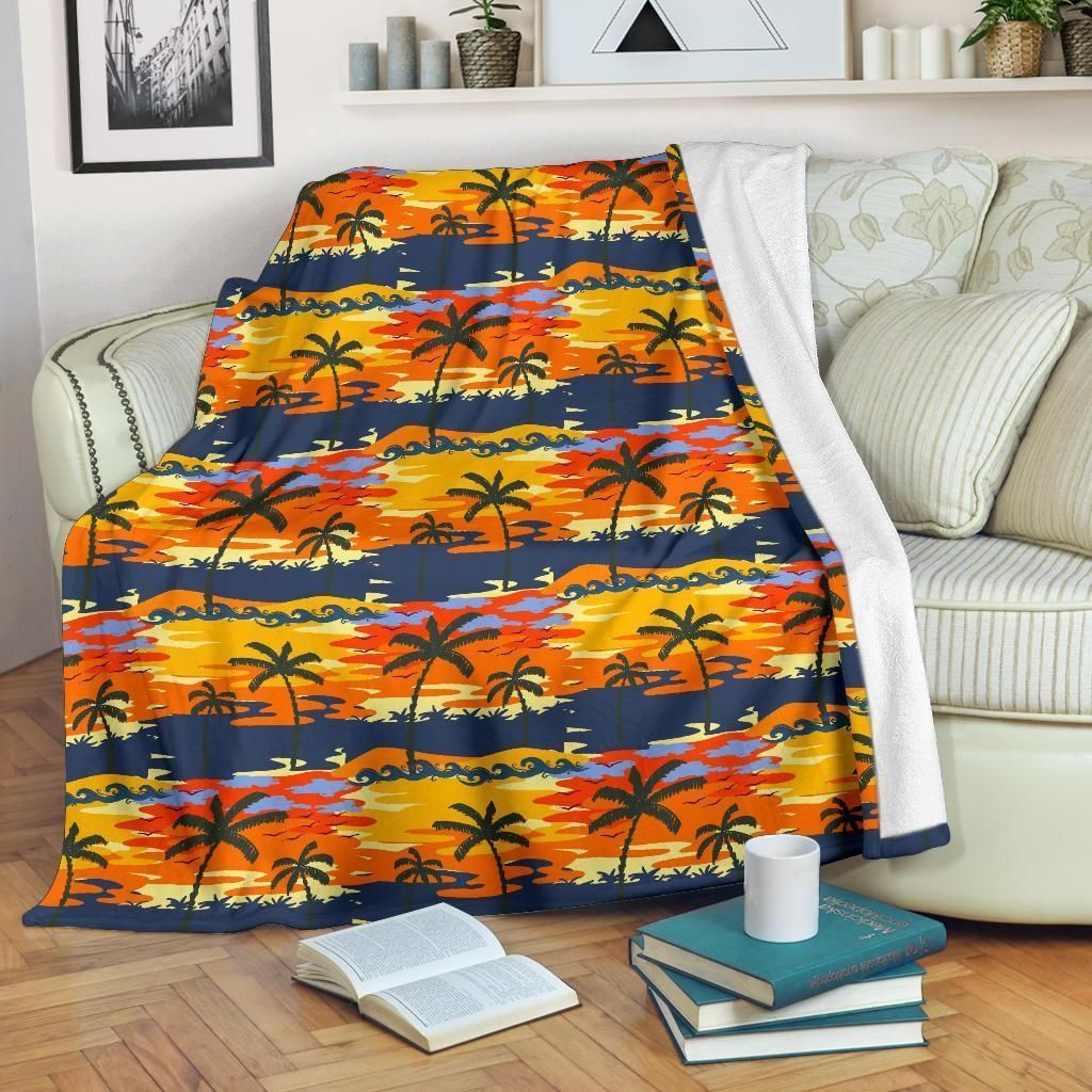 Summer Palm Tree Pattern Print Design Fleece Blanket