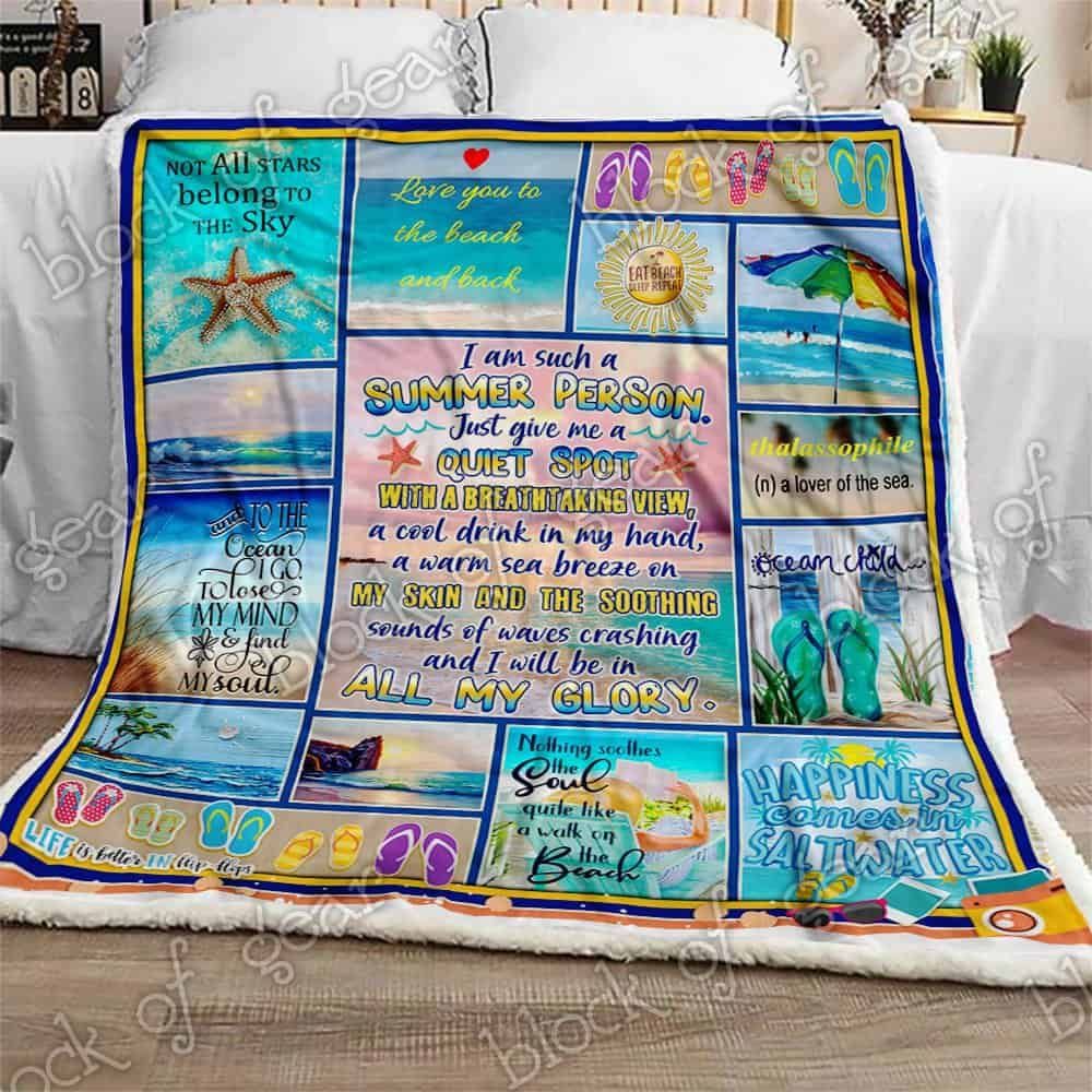Summer Person Beach Fleece Blanket