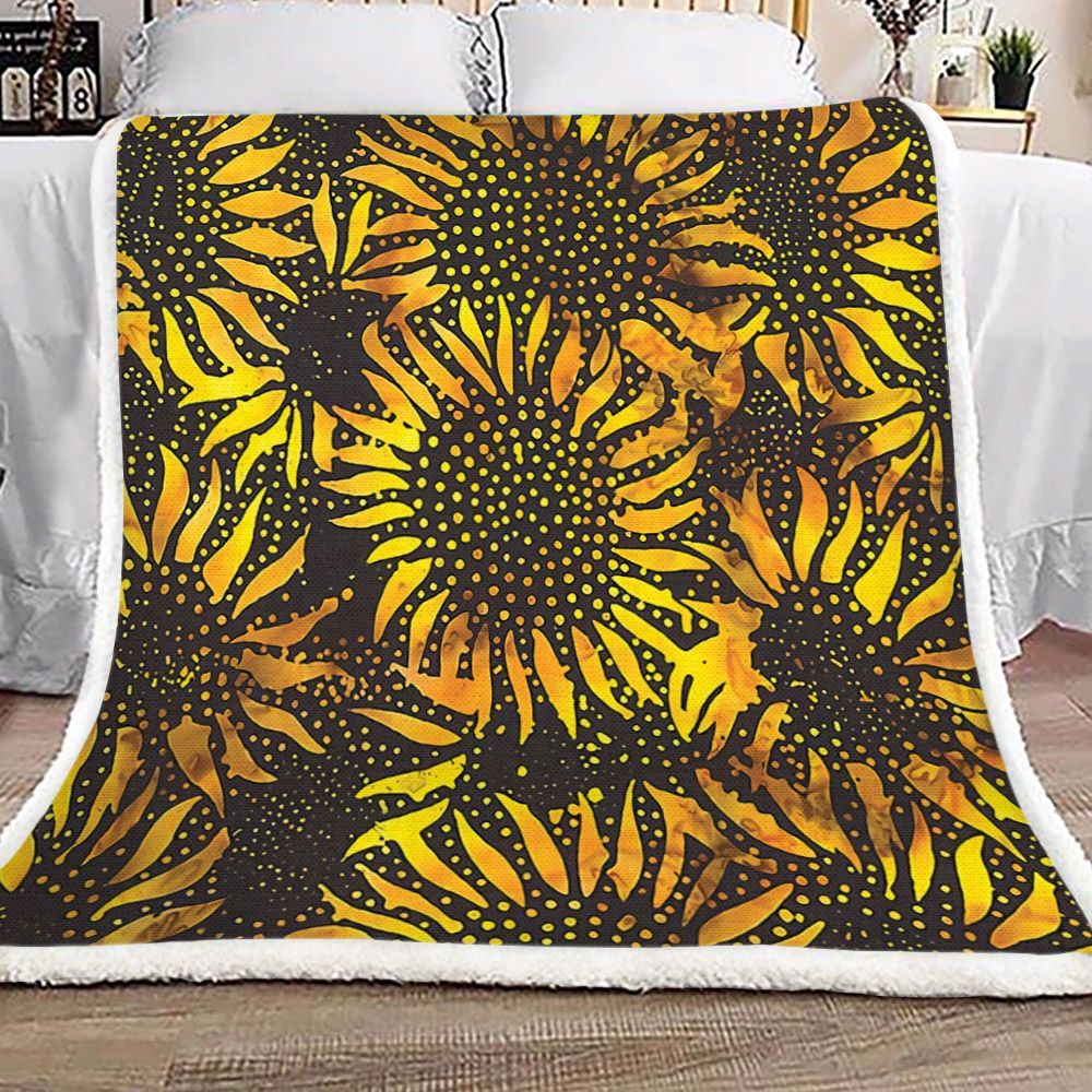 Summer Sunflowers Sherpa Fleece Blanket