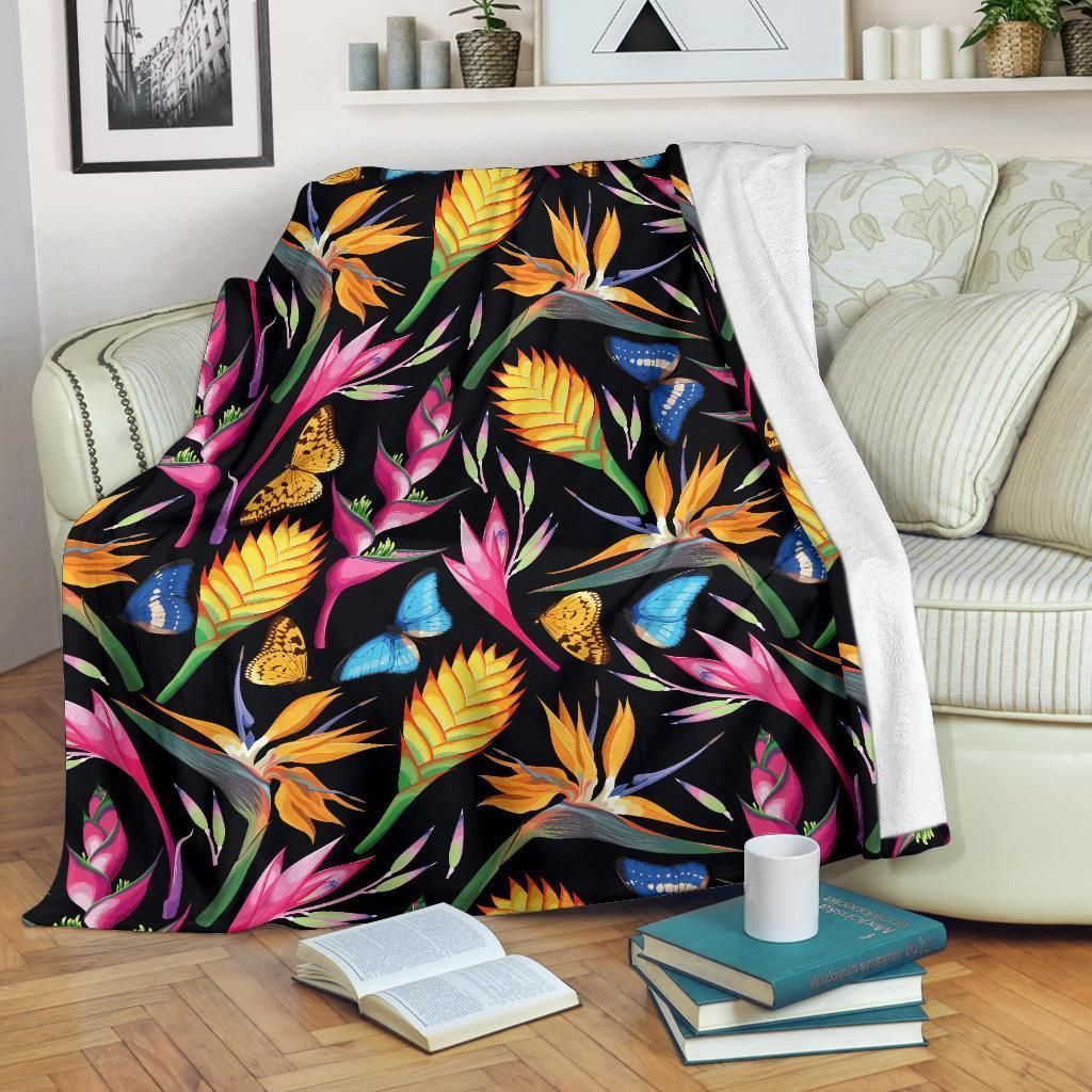 Summer Tropical Flower Pattern Print Design Fleece Blanket
