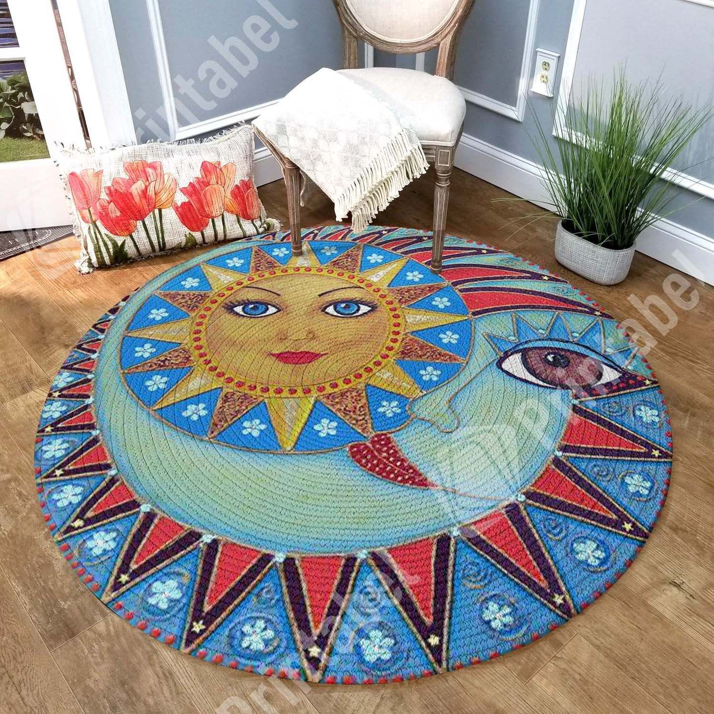 Sun And Moon Round Carpet