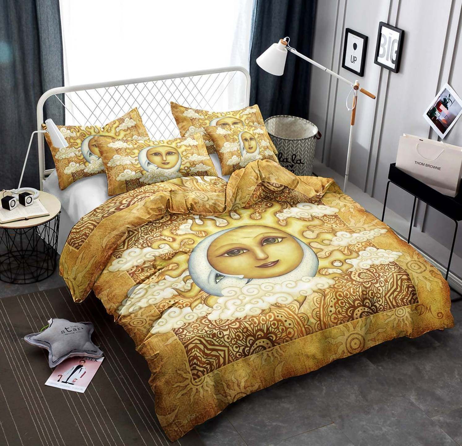 Sun And Moon Cotton Bed Sheets Spread Comforter Bedding Set