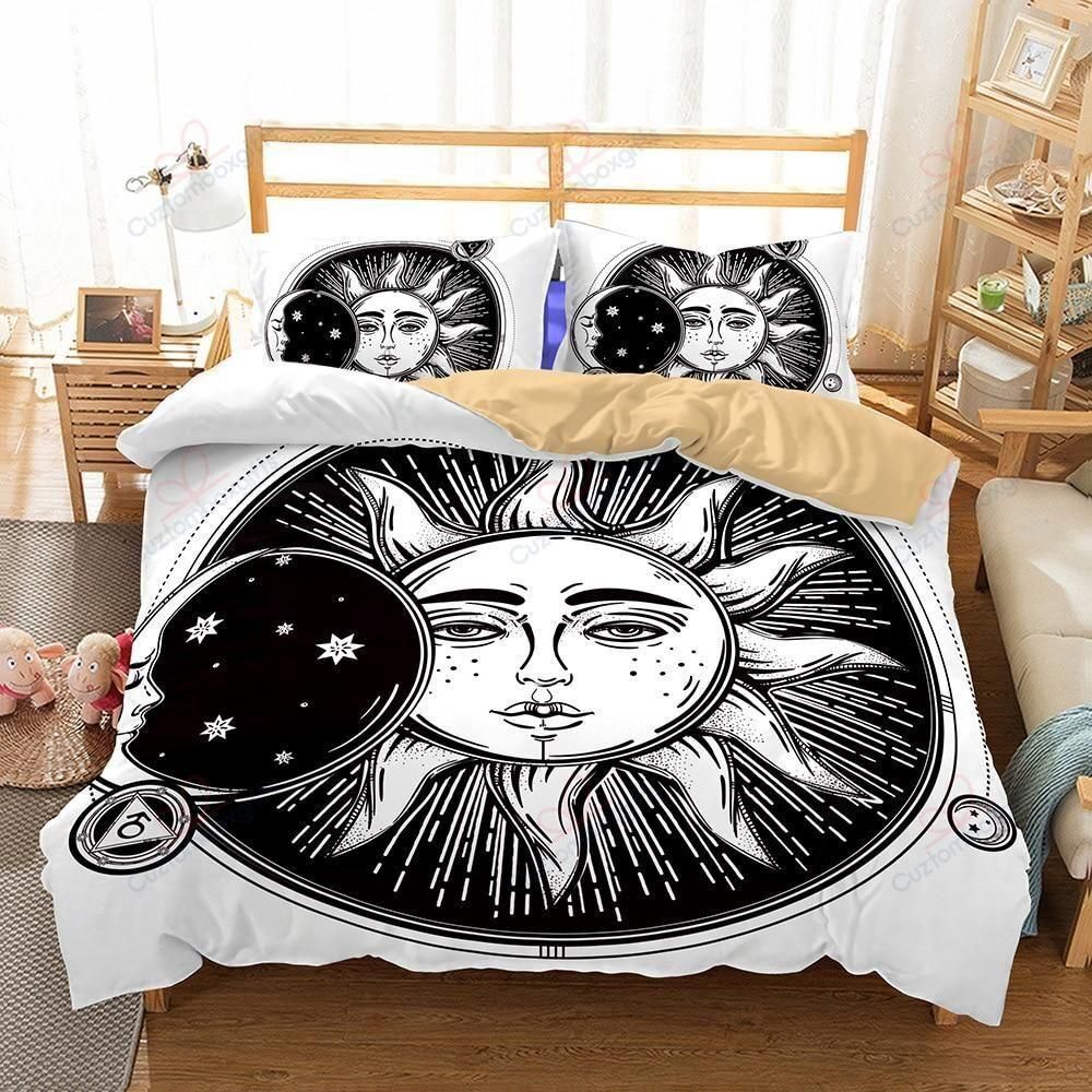 Sun Face Symbol Printed Bedding Set