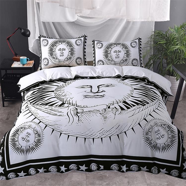 Sun God Moon Black And White Bedding Set