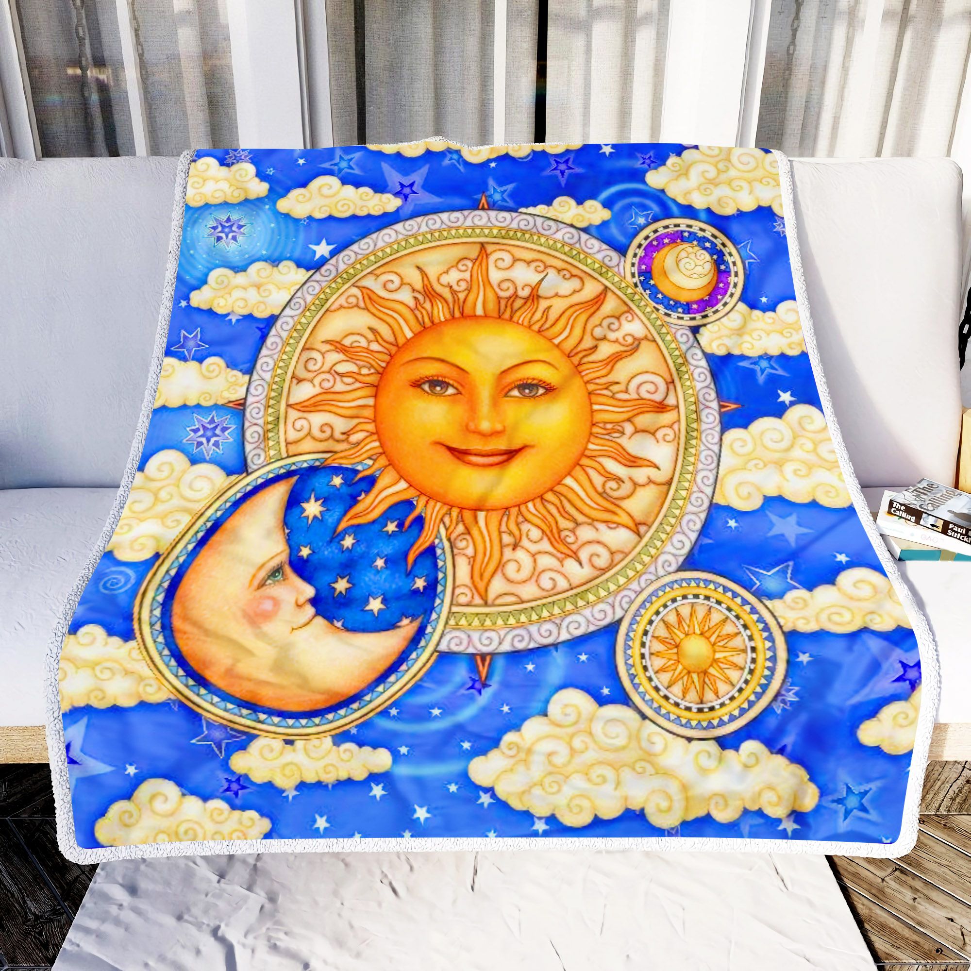 Sun Moon Pattern Fleece Blanket