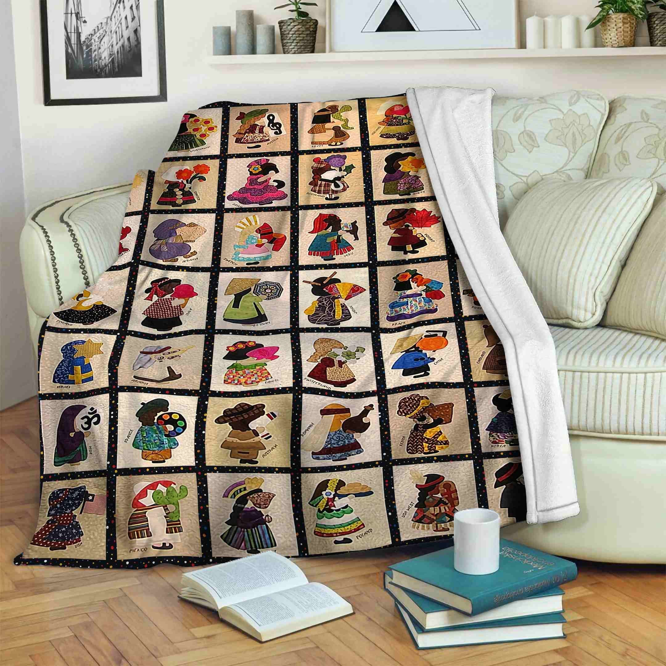Sunbonnet Sue Sherpa Fleece Blanket
