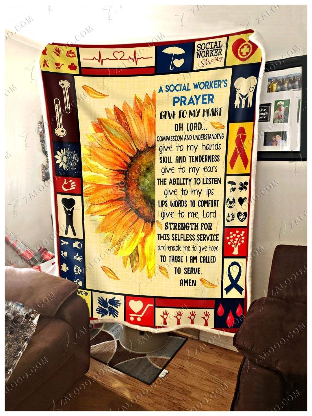 Sunflower A Social Worker Prayer Sherpa Fleece Blanket