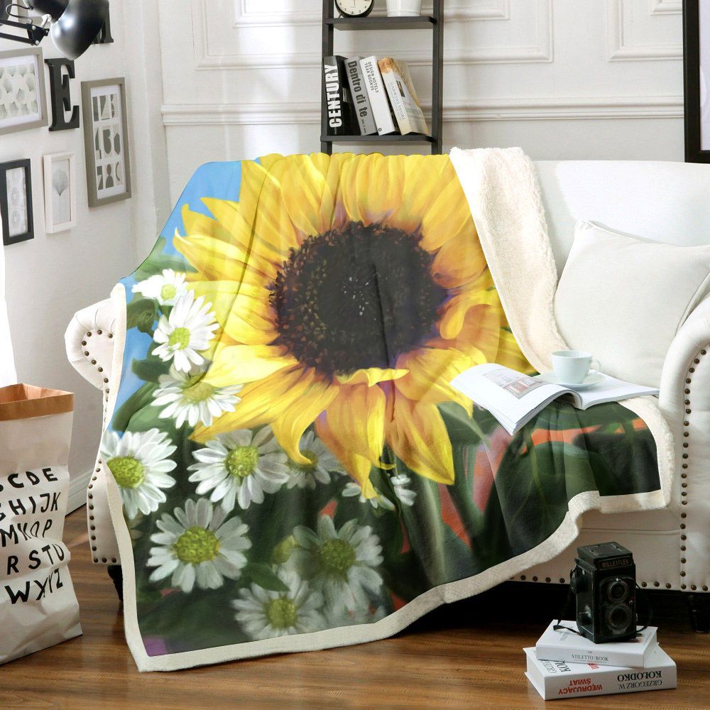 Sunflower Sherpa Fleece Blanket