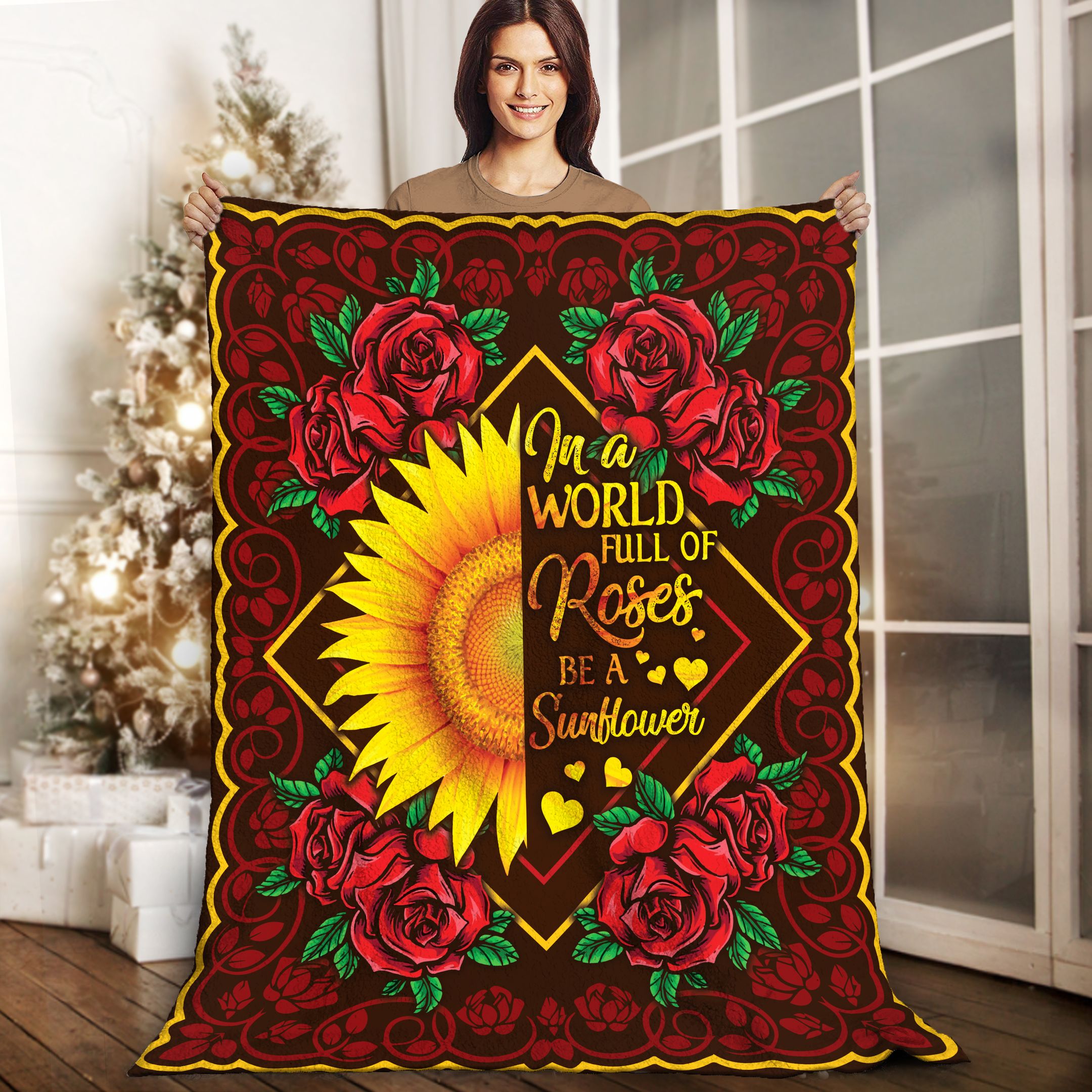 Sunflower Sherpa Fleece Blanket