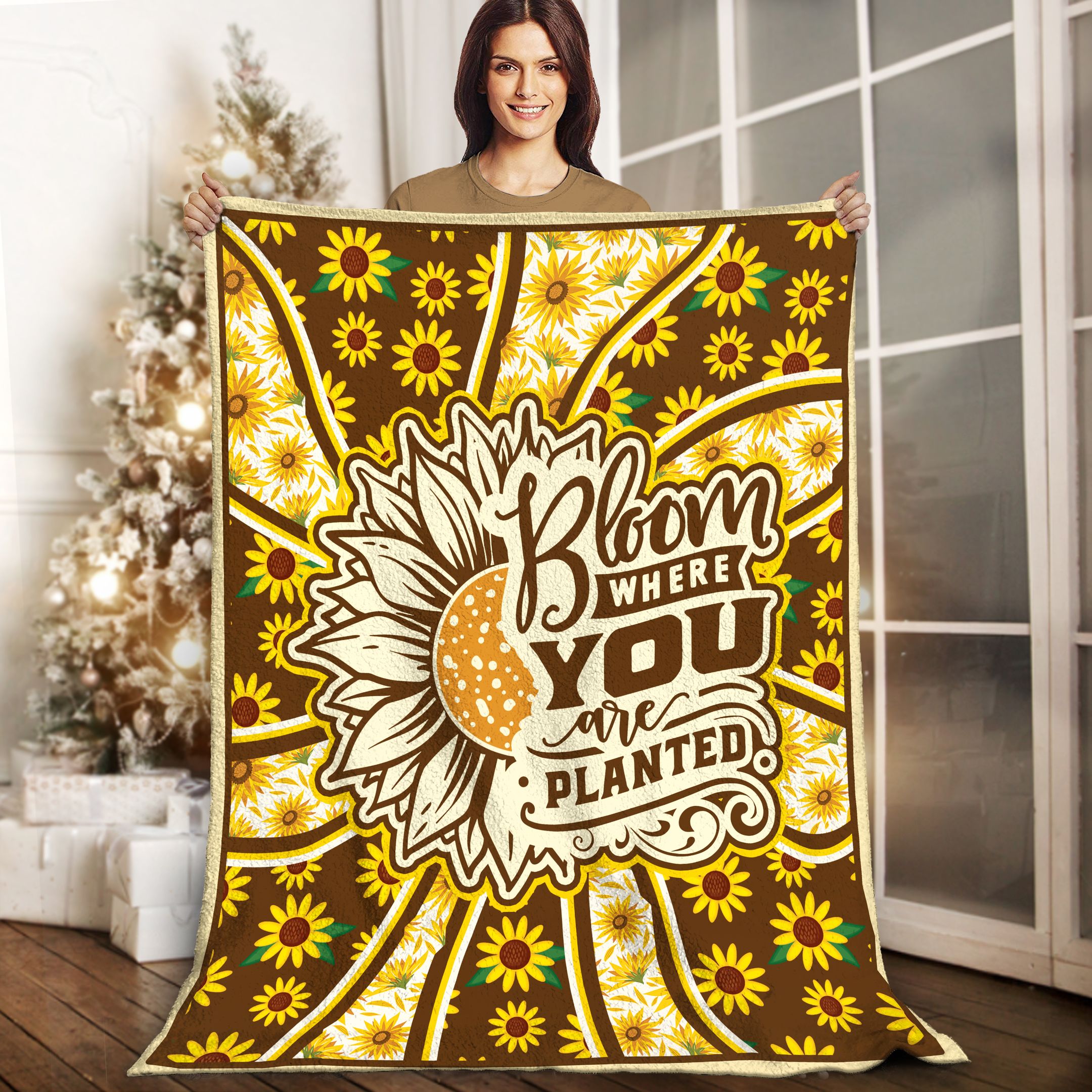 Sunflower Sherpa Fleece Blanket