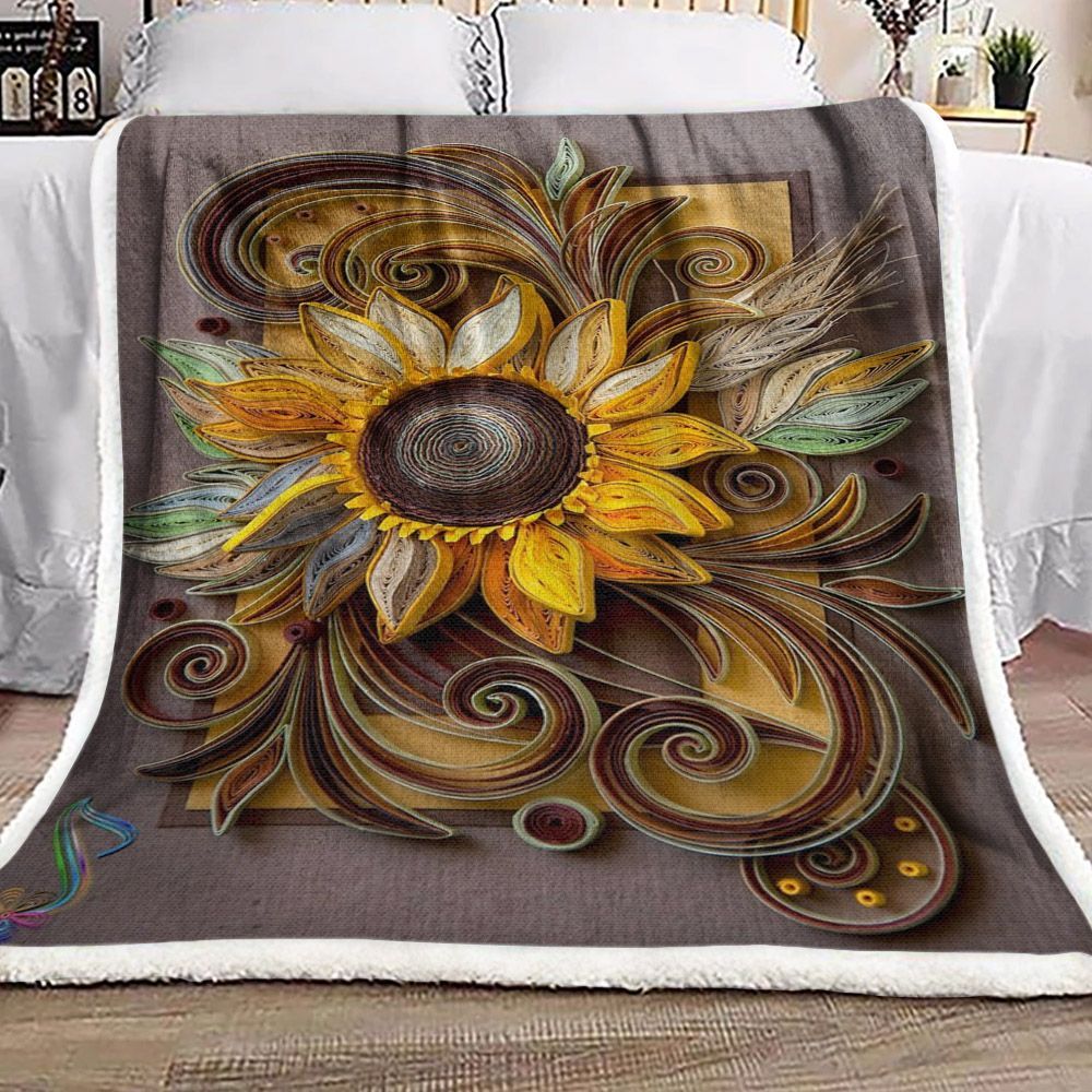 Sunflower Abstract Sherpa Fleece Blanket