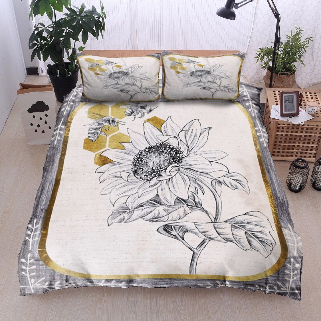 Sunflower And Bee Bedding Set