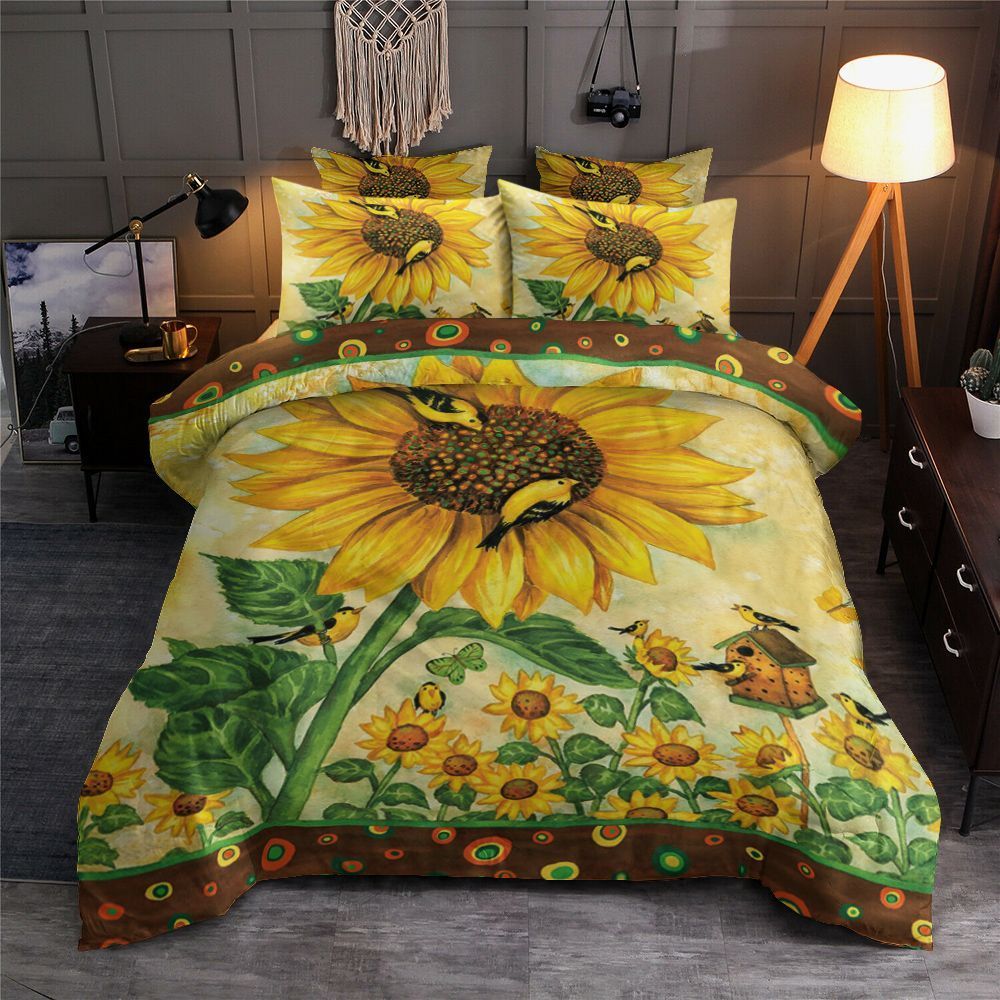 Sunflower And Bird Bedding Set