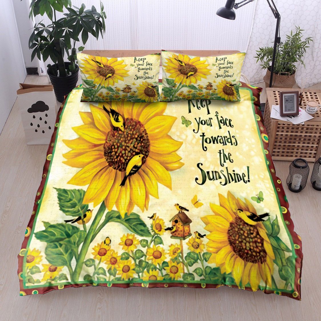 Sunflower And Bird Bedding Set
