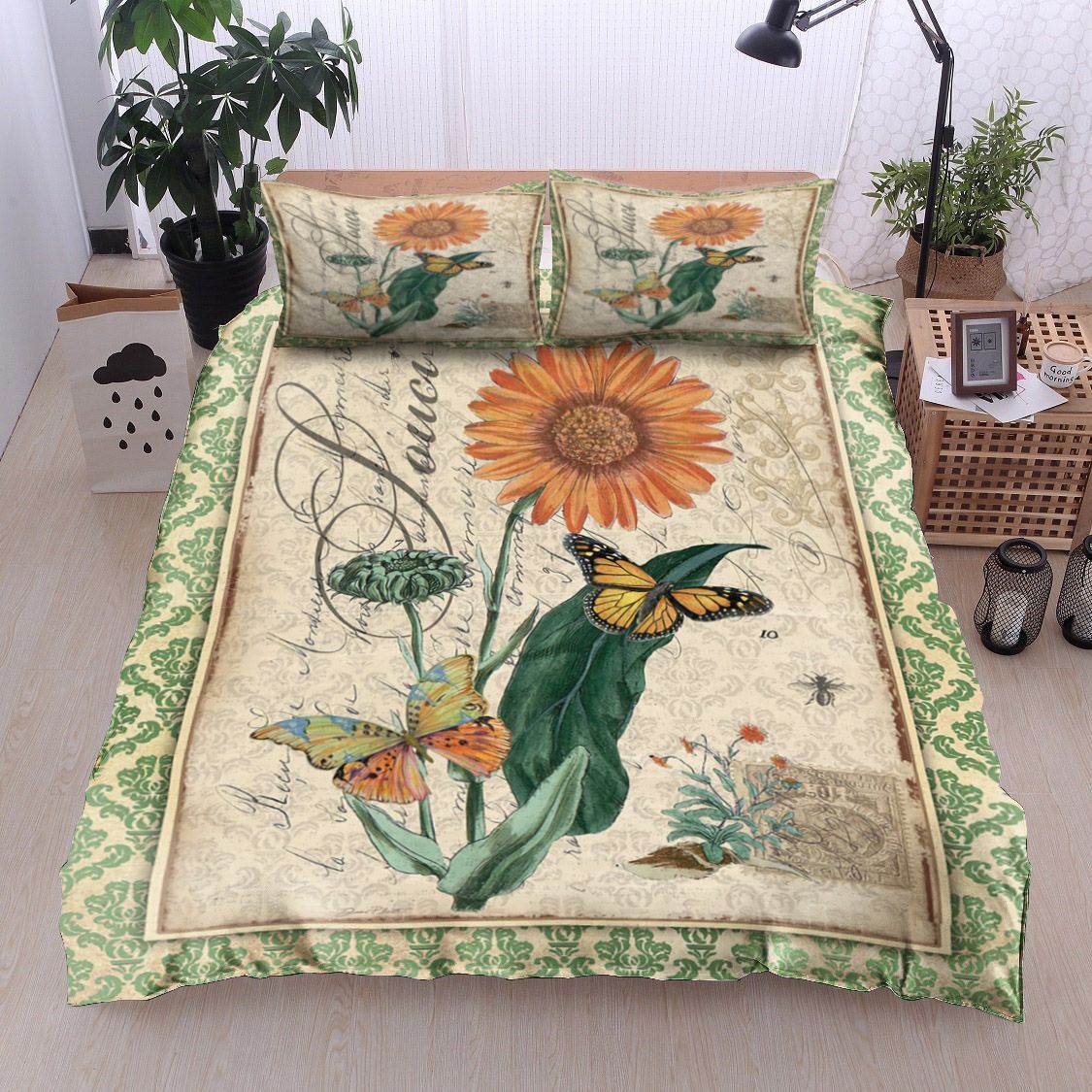 Sunflower And Butterfly Bedding Set